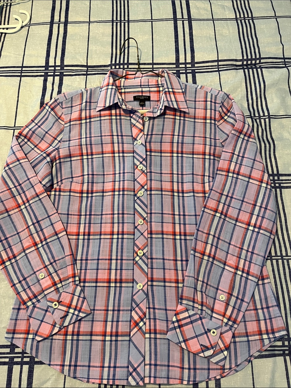 Talbots Pink Plaid Long-Sleeve Button-Up Shirt